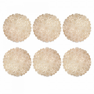 Набор из 6-ти салфеток подстановочных круглых, 38 см, ПВХ, золотистый, серия Rose, DECOR DE TABLE, Россия, Набор плейсматов