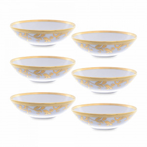 Набор из 6-ти порционных салатников Creme Gold, 14 см, фарфор, белый, золотой, серия Tosca, FALKENPORZELLAN, Германия, Наборы фарфоровых салатников