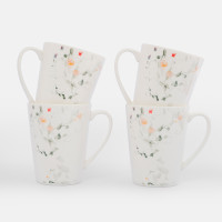 Набор из 4-х кружек Цветы и листья, 420 мл, фарфор, белый, декор, серия Primrose, ANNA LAFARG, Китай_00822620050435418189.jpg