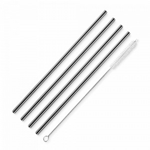 Набор из 4-х трубочек для коктейля и щетки, 21 см, металл, VACU VIN, Нидерланды, Барные аксессуары для коктейлей