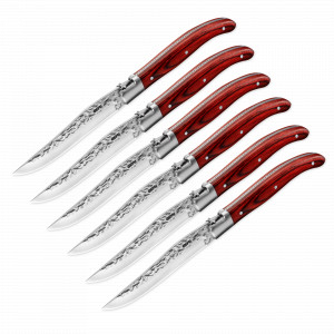 Набор ножей для стейка РАНЧО, 6 предметов, нержавеющая сталь 18/10, дерево пакка, GEFU, Германия, GEFU (Германия)