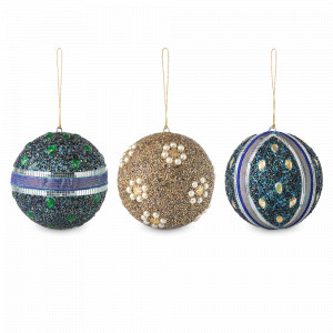Набор из 3-х ёлочных украшений Шарики Vivid moments, 10.2 см, полипропилен, полиэстер, серия New Year Essential, TKANO, Россия, Декор для дома TKANO