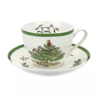 Пара чайная, 200  мл, фаянс, белый, декор, серия Рождественская ель, SPODE, Великобритания, 