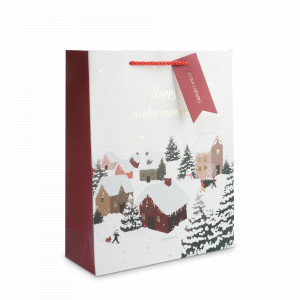 Пакет подарочный «Снежный город», 26 х 32 см, бумага, бело-красный, серия New Year, ANNA LAFARG, Китай, New Year ANNA LAFARG