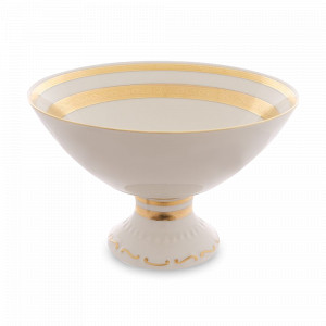 Блюдо на ножке для фруктов Creme Gold, 24 см, фарфор, белый, золотой, серия Constanza 9321, FALKENPORZELLAN, Германия, Этажерки и вазы для фруктов