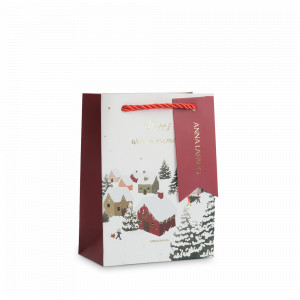Пакет подарочный «Снежный город», 12 х 16 см, бумага, бело-красный, серия New Year, ANNA LAFARG, Китай, Скидка до -20% на бренд ANNA LAFARG