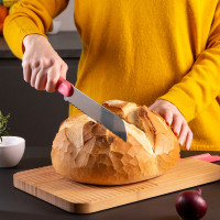 Нож кухонный для хлеба, 20 см, розовая ручка, серия Chopping boards and Knives, TREBONN, Италия_00816280049658515505.jpg