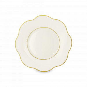 Тарелка десертная Ivory, 20.5 см, костяной фарфор, позолота, цвет: слоновая кость, серия Anemone, LE COQ, Италия, Итальянский фарфор