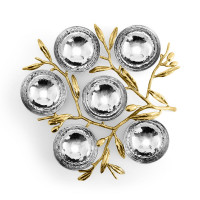 Менажница 6 секций «Оливковая ветвь», 26 х 25,4 х 4,5 см, нержавеющая сталь, латунь, серия Olive Branch, MICHAEL ARAM, США_00807810044199638491.jpg