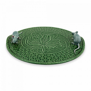Блюдо для сыра с ручками «Мыши», 31,5 см, керамика, зеленый, декор, серия Сырная коллекция, Bordallo Pinheiro, Португалия, BORDALLO PINHEIRO (Португалия)