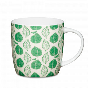 Кружка Green Leaf, 425 мл, костяной фарфор, декор, серия Barrel Mugs, KITCHEN CRAFT, Великобритания, Большая кружка