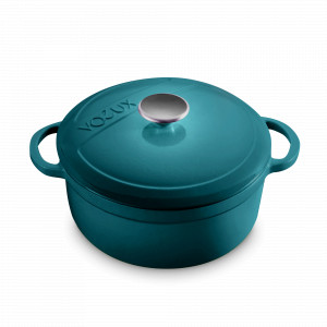 Кастрюля с крышкой, 24 см, 3.8 л, чугун, бирюзовый, серия Profond, VOEUX, Франция, VOEUX (Франция)