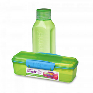 Набор из контейнера и бутылки, пластик, зеленый, серия Lunch, SISTEMA, Новая Зеландия, SISTEMA (Новая Зеландия)