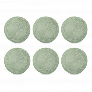 Набор из 6-ти подстановочных круглых салфеток, 38 см, полипропилен, зеленый, серия Patio, WO HOME, Германия, Круглые салфетки на стол под тарелки