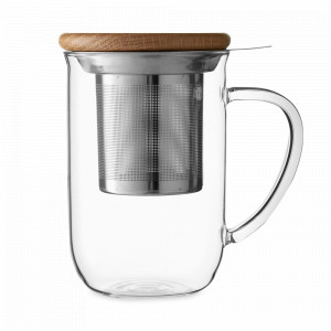 Кружка с ситечком, 500 мл, боросиликатное стекло, нержавеющая сталь, дерево, серия Minima, VIVA Scandinavia, Дания, Кружки с крышкой