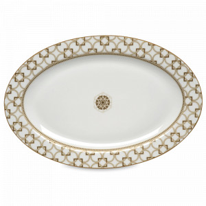 Блюдо овальное, 36 х 24 см, фарфор, белый, декор с золотистым кантом, серия Deco, Pozzi Milano 1876, Италия, POZZI MILANO 1876 (Италия)