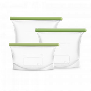 Набор пакетов для хранения продуктов, 500 мл + 1 л + 1.5 л, силикон, зеленый, серия Reuse &amp; Reduce, LEKUE, Испания, Хранение продуктов LEKUE