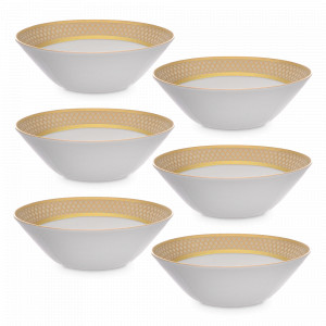 Набор из 6-ти порционных салатников Creme Gold, 19 см, фарфор, бежевый, золотой, серия Constanza Valencia, FALKENPORZELLAN, Германия, Наборы фарфоровых салатников