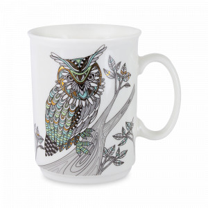 Кружка Сова, 415 мл, фарфор, белый, декор, серия Wild, ANNA LAFARG, Китай, Большие кружки