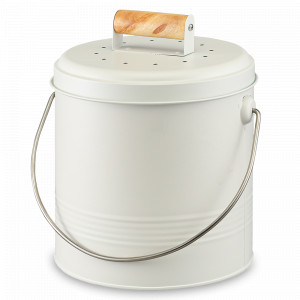 Контейнер для пищевых отходов с фильтром, 3.5 л, углеродистая сталь, бамбук, кремовый, серия Irmel, SMART SOLUTIONS, Китай, Мусорные ведра и корзины
