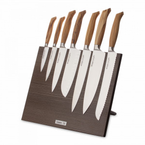 Набор кухонных ножей, 7 штук, на магнитной подставке ComposeEat, серия Ergo Line Olive, BERGER CUTLERY, Германия, Набор кухонных ножей премиум