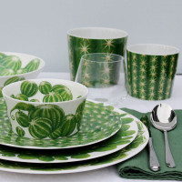 Салатник индивидуальный, 12,5 см, костяной фарфор, белый, зеленый, серия Cactus, TAITU, Италия_00809460057691526371.jpg