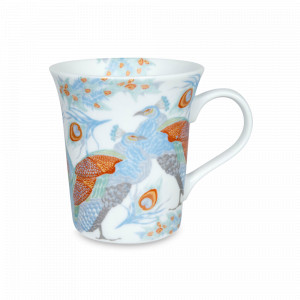 Кружка «Блестящий павлин», 410 мл, фарфор, белый, декор, KOENITZ, Германия, Большие кружки