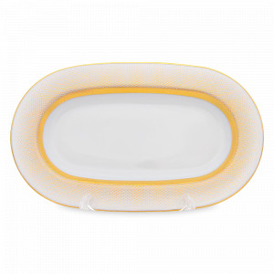 Блюдо овальное White Gold, 24 х 14 см, фарфор, белый, золотой, серия Constanza Rio, FALKENPORZELLAN, Германия, FALKENPORZELLAN (Германия)