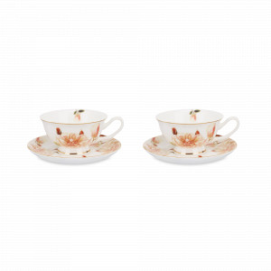 Набор из 2-х чайных пар, 220 мл, костяной фарфор, белый, декор, серия Fleur D'Or, DECOR DE TABLE, Россия, Чайные пары