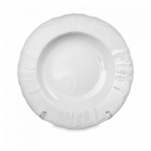 Тарелка для пасты, 23 см, фарфор, белый, серия Недекорированный, BERNADOTTE, Чехия, Тарелки для пасты