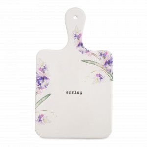 Подставка под горячее с ручкой Сирень, 15 х 26 см, керамика, пробка, белый, декор, серия Meadow, ANNA LAFARG, Китай, Meadow ANNA LAFARG