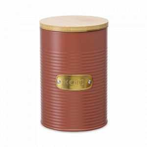 Банка для хранения кофе, 1.3 л, углеродистая сталь, бамбук, терракота, серия Irmel, SMART SOLUTIONS, Россия, Емкости для хранения сыпучих продуктов