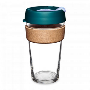 Кружка дорожная KeepCup L, 454 мл, закаленное стекло, полипропилен, пробка, морская волна, серия Brew Cork, KEEPCUP, Австралия, KEEPCUP (Австралия)