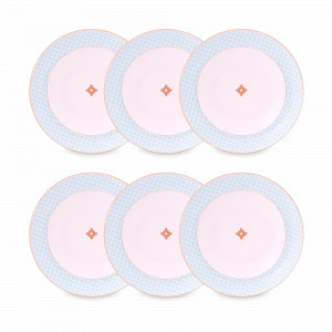 Набор из 6-ти суповых тарелок Aero Blue Gold, 23.5 см, фарфор, белый, голубой, серия Corvara, FALKENPORZELLAN, Германия, Фарфоровые тарелки для супа