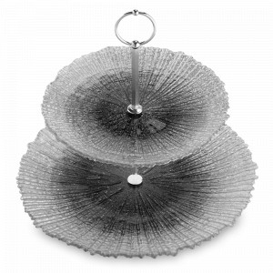 Этажерка двухъярусная, 21 х 28 см, стекло, металл, серебристый, серый, серия Avila, ANNA LAFARG, Китай, Этажерки и вазы для фруктов