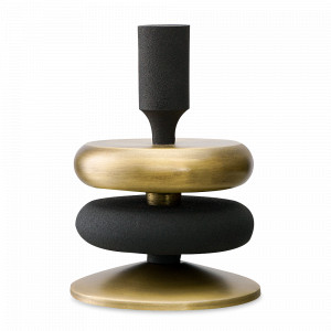 Подсвечник на одну свечу, 17 см, металл, черный, золотистый, серия Stone, BERGENSON BJORN, Великобритания, Подсвечники и канделябры