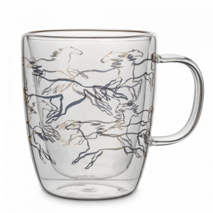 Кружка «Кони», 370 мл, стекло, прозрачный, золотистый, серия Horse, ANNA LAFARG, Китай, Кружки