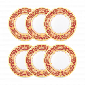 Набор из 6-ти десертных тарелок Bordeaux Gold, 17 см, фарфор, красный, золотой, серия Constanza Donna, FALKENPORZELLAN, Германия, Плоские круглые тарелки
