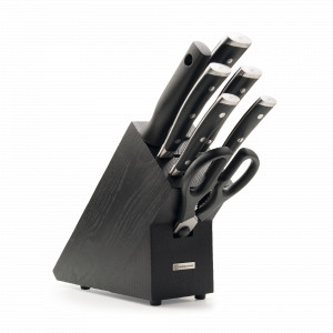 Набор кухонных ножей 5 предметов, мусат, ножницы, в деревянной подставке, серия Classic Ikon, WUESTHOF, Золинген, Германия, Набор ножей накири