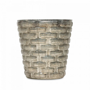 Подсвечник для интерьерной свечи ANTIQUE SILVER, 15 см, стекло, серебристый, ROOMERS FURNITURE, Нидерланды, Подсвечники и канделябры