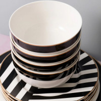 Сервиз обеденный на 4 персоны, 12 предметов, фарфор, белый, черный, серия Mikasa Luxe Deco, KITCHEN CRAFT, Великобритания_00817710058525855953.jpg