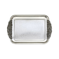 Поднос прямоугольный «Ромашки», медь, 40 х 30 см, серебристый, серия Летний сад, Кольчугинский Мельхиор, Россия