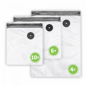 Набор ZIP-пакетов для вакуумной упаковки, 20 штук, 150 мкм, полиэтилен, CASO, Германия, Вакуумные пакеты и наборы CASO