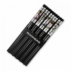 Набор из 5-ти пар палочек для еды, 22.5 см, бамбук, черный, декор, ROOMERS TABLEWARE, Нидерланды, Палочки для суши