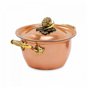 Кастрюля с крышкой «Чеснок», 20 см, 2 л, медь, серия Медная посуда, Кольчугинский Мельхиор, Россия, Кольчугинский мельхиор