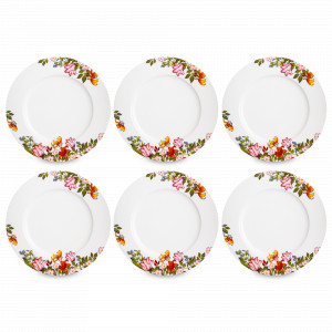 Набор из 6-ти тарелок обеденных, 27 см, фарфор, белый, декор, серия Майя, MIX&amp;MATCH HOME, Китай, MIX & MATCH (Народная Республика Бангладеш)