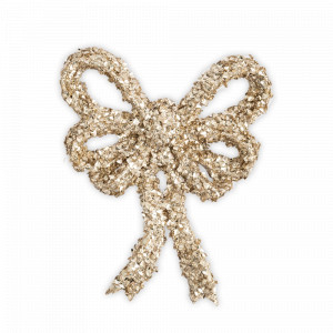 Украшение новогоднее на клипсе Бант, 13 см, акрил, металл, золотистый, серия New Year, ANNA LAFARG, Китай, Новогодний Декор ANNA LAFARG