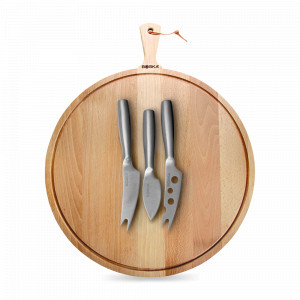 Набор для сыра: доска и 3 ножа, бук, нержавеющая сталь, серия Амиго, BOSKA, Нидерланды, Набор ножей для сыра