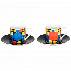 Набор из 2 кофейных пар для эспрессо «Баухаус»,  85 мл, фарфор, декор, KOENITZ, Германия, Наборы кружек KOENITZ