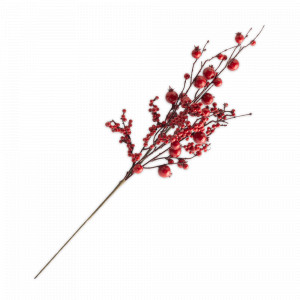 Декор ветка «Красные ягоды», 60 см, пластик, пенопласт, красный, серия Interiors, ANNA LAFARG, Китай, Предметы интерьера